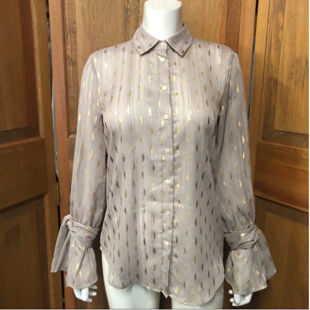 Banana Republic Dillion Shirt Blouse Gold Leaf XS Holiday